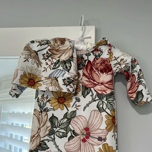 Caden Lane Peyton’s Vintage Knotted Gown + Hat 0-3 mo